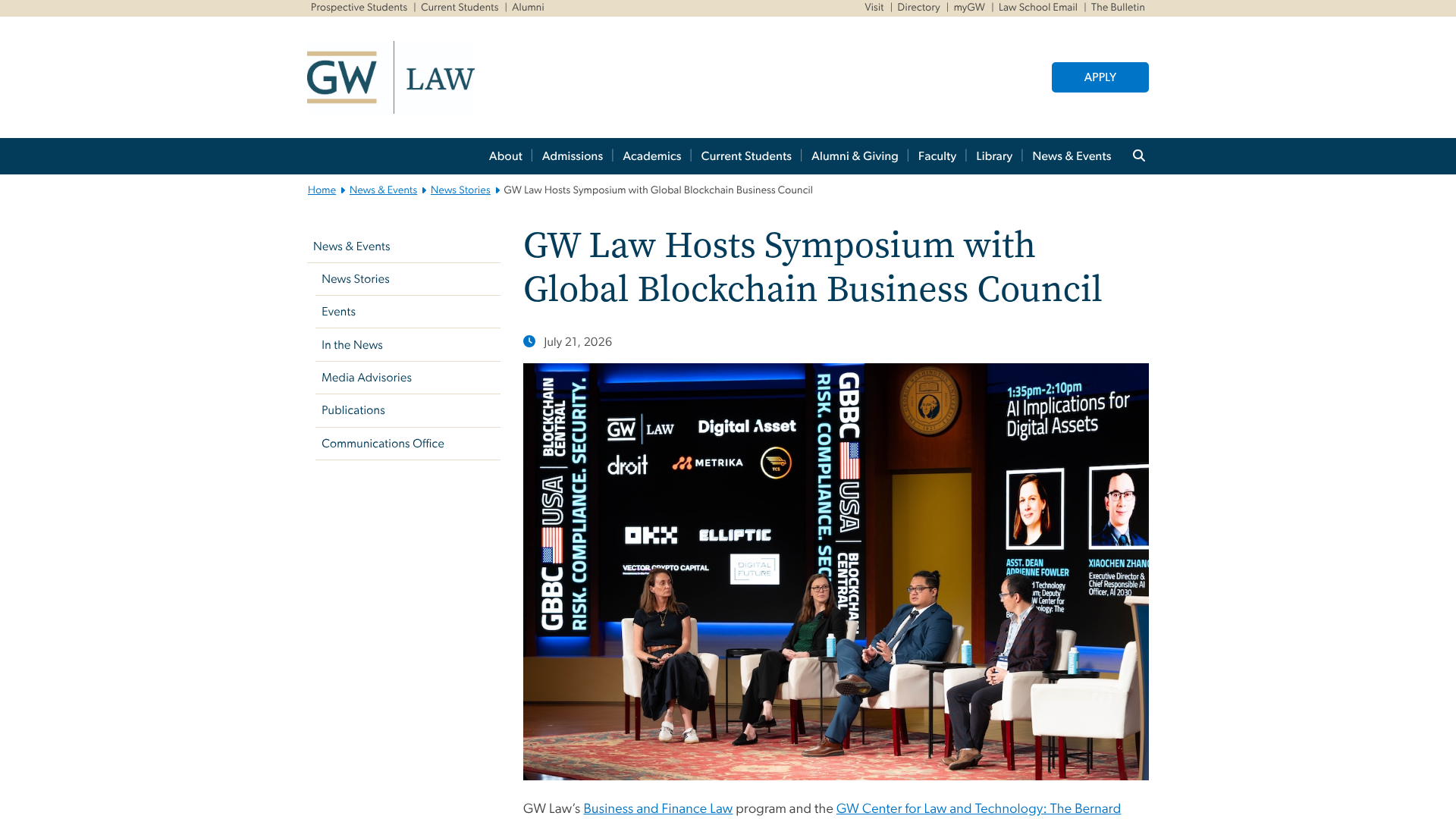 GW Law hosts symposium with Global Blockchain Business Council