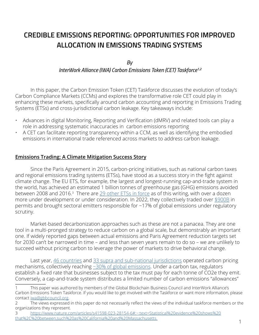 Carbon Emissions Reporting Paper report cover